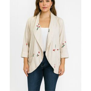 Aritzia Wilfred Floral Japanese Weave Open Front Blazer Size 2